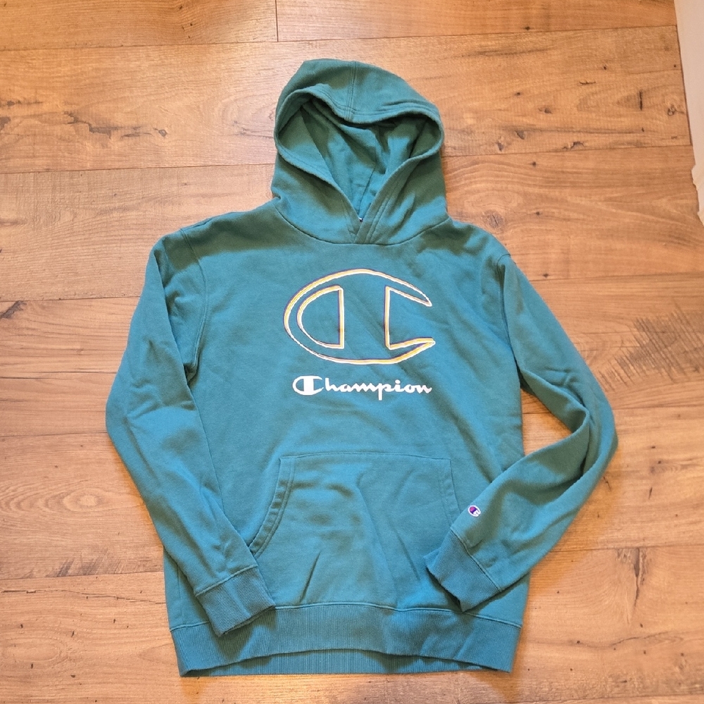 Champion Men's Teal Hoodie Sweater
